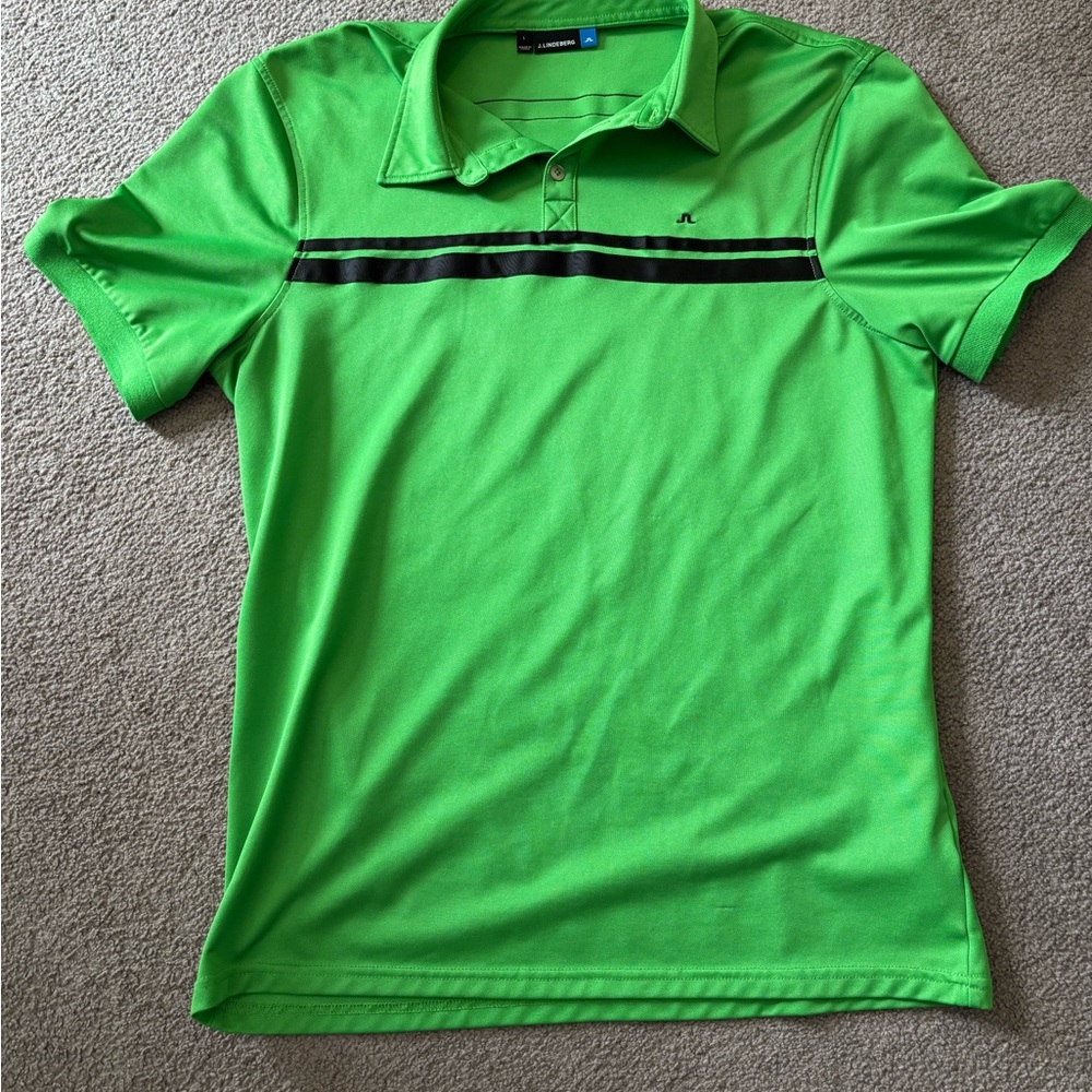 J.Lindeberg Vibrant Green Polo with Black Stripe